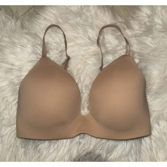 Victorias Secret T-Shirt Lightly Lined Wireless Bra Womens 32D Beige - Picture 2 of 7